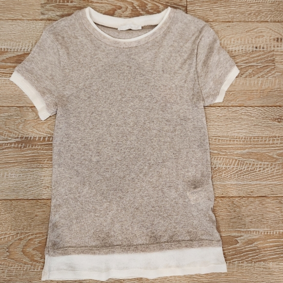 Zara Tops - Zara Beige and White Short Sleeve Tee